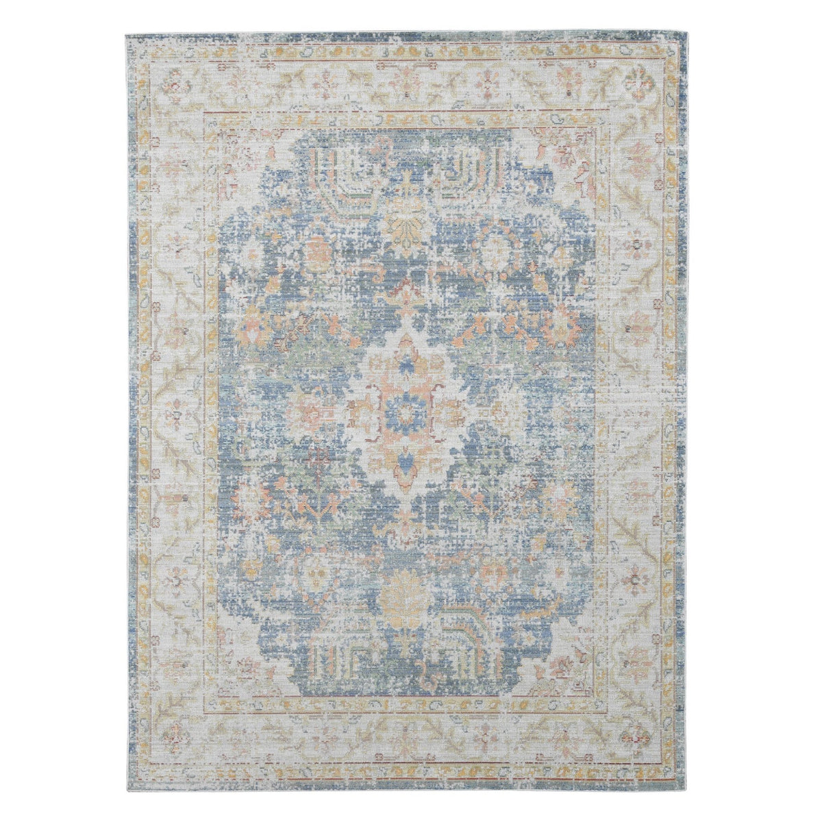 Amer Century Vintage Medallion Power-Loom Indigo Blue/Ivory Rug