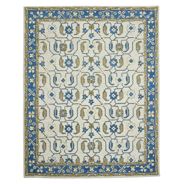 Amer Romania Classic Floral Hand-Hooked Royal Blue Area Rug