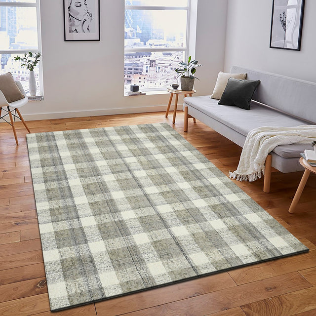 Amer Tartan Farmhouse Plaid Hand-Tufted Sand Area Rug