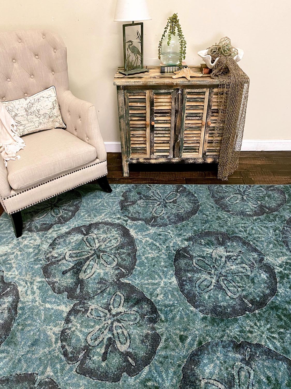 American Dakota Beach Money Aqua Rug - 0468AQU234