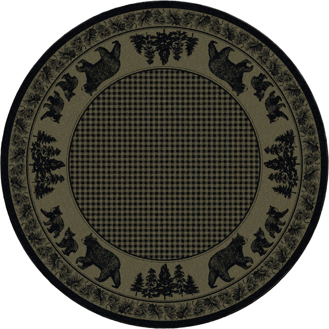 American Dakota Bear Family Green Rug - 0116GRN234