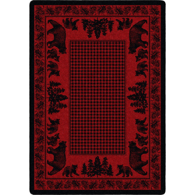 American Dakota Bear Family Red Rug - 0116RED234