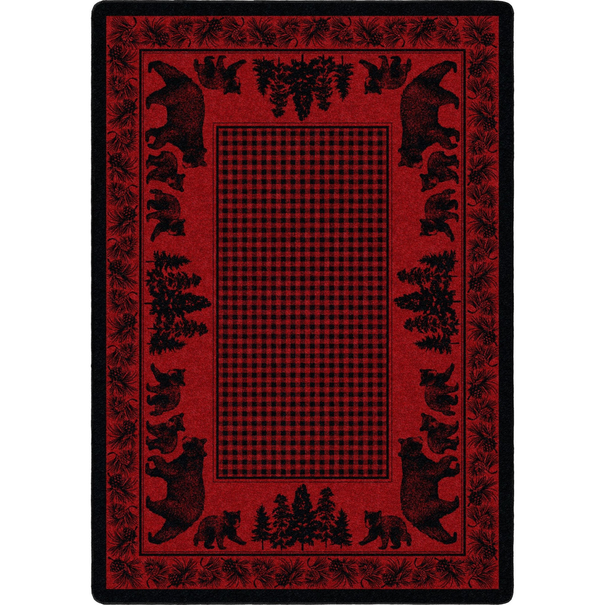 American Dakota Bear Family Red Rug - 0116RED234