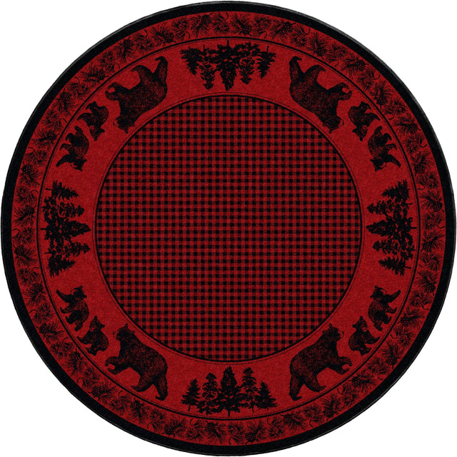 American Dakota Bear Family Red Rug - 0116RED234