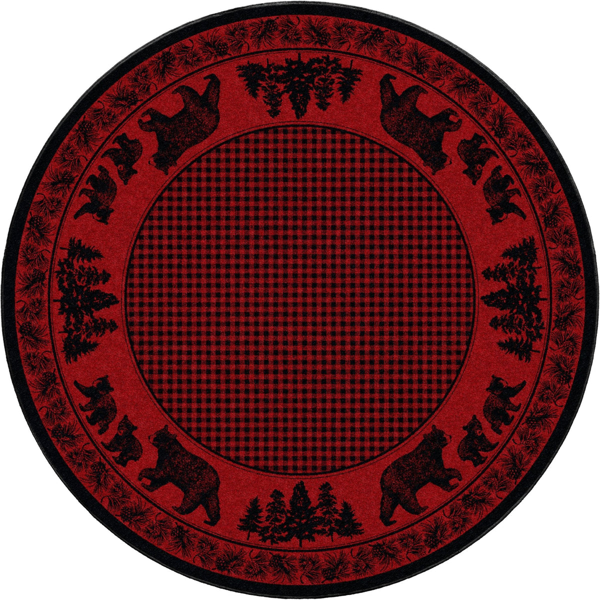 American Dakota Bear Family Red Rug - 0116RED234