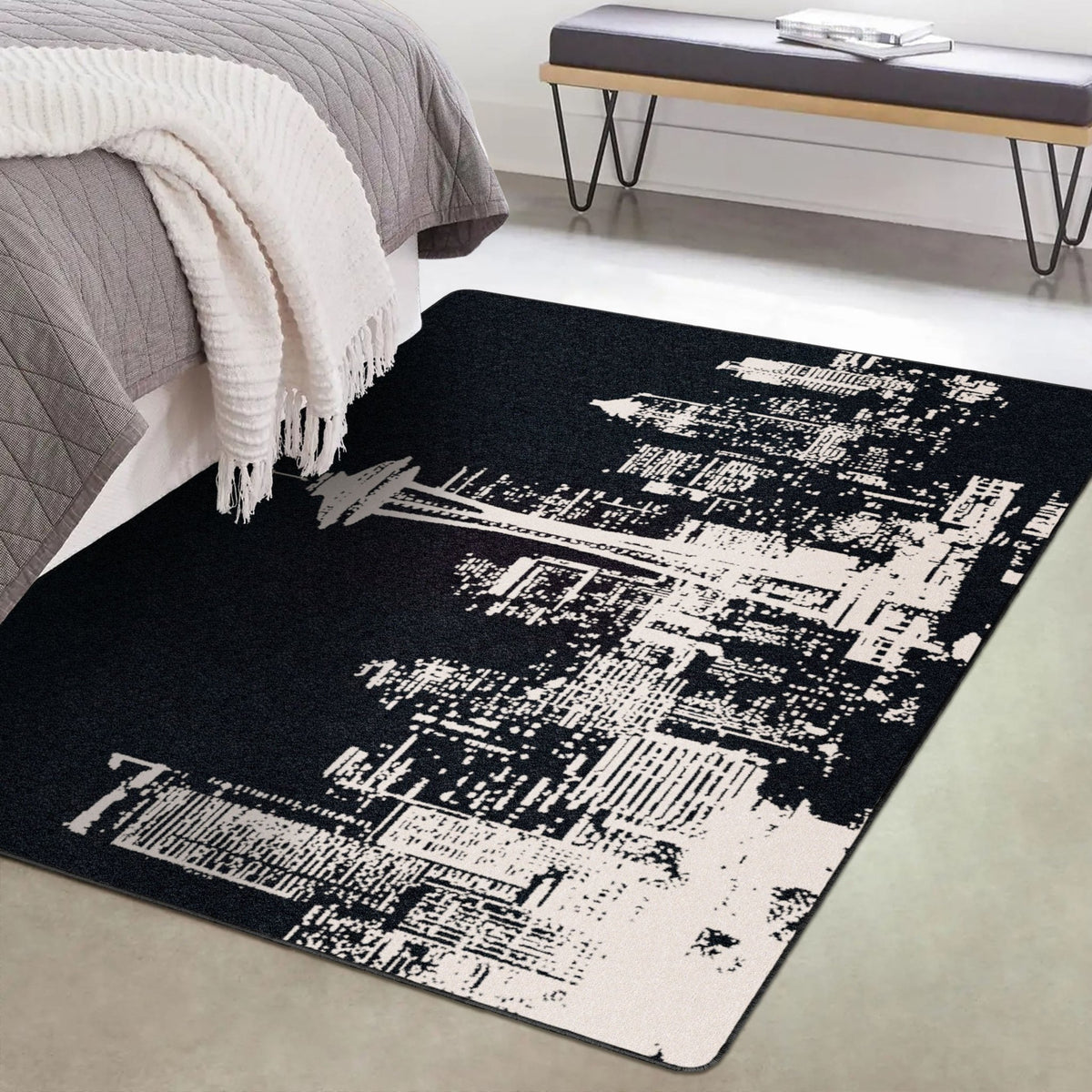 American Dakota Cityscape Black Rug - 0131BLK200
