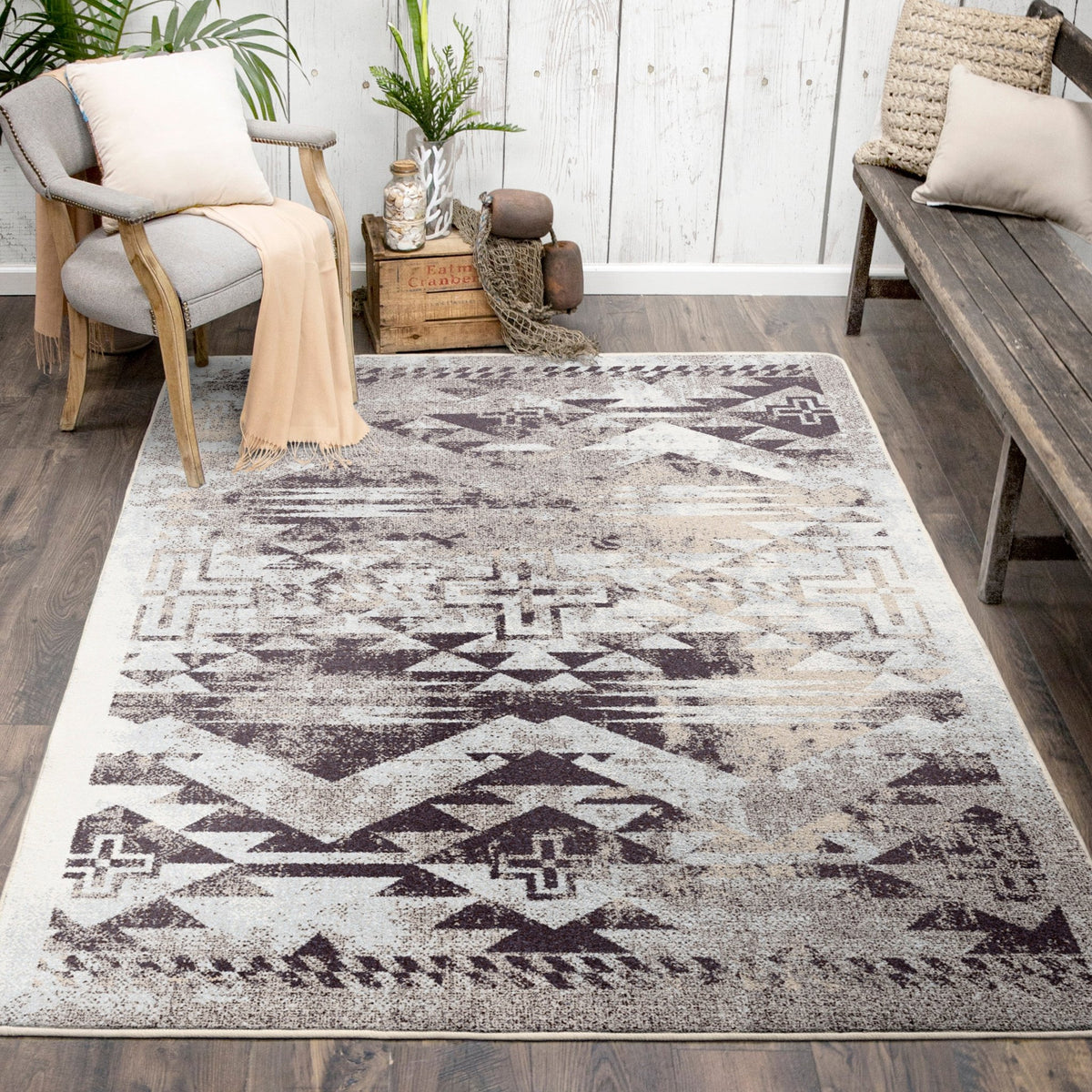 American Dakota Distressed Rustic Cross Sandstone Rug - 0425SAN234