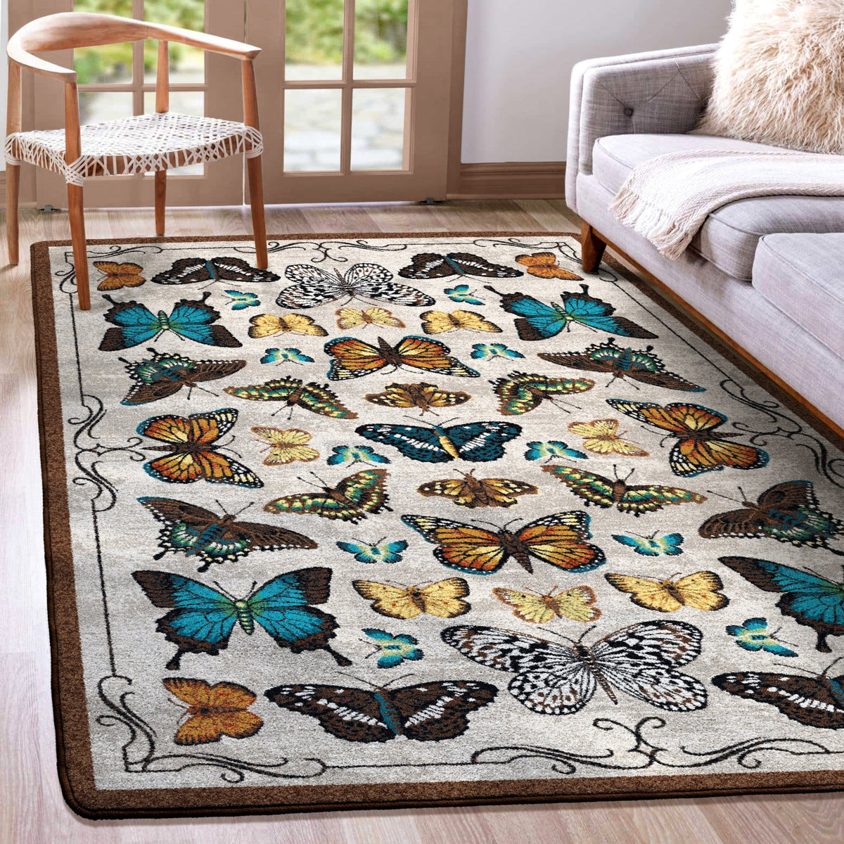 American Dakota English Collector Cabinet Butterfly Multi Rug - 0627BTR234