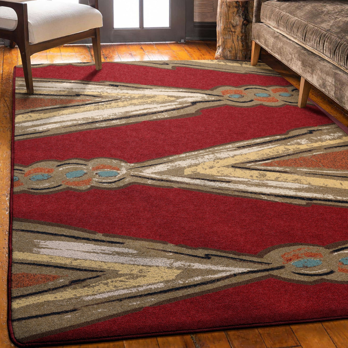 American Dakota Finger Weave Red Rug