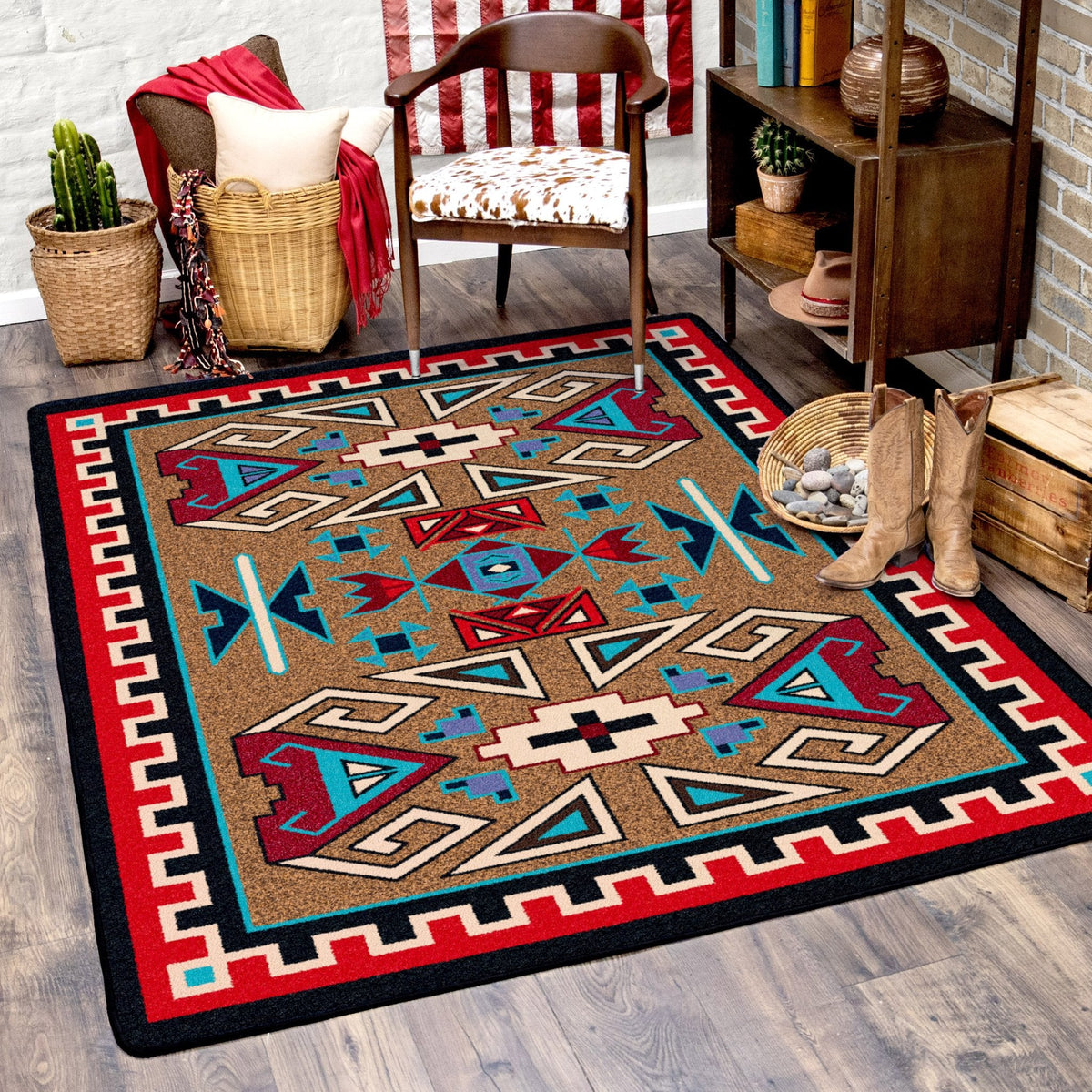 American Dakota Four Rams Bright Rug