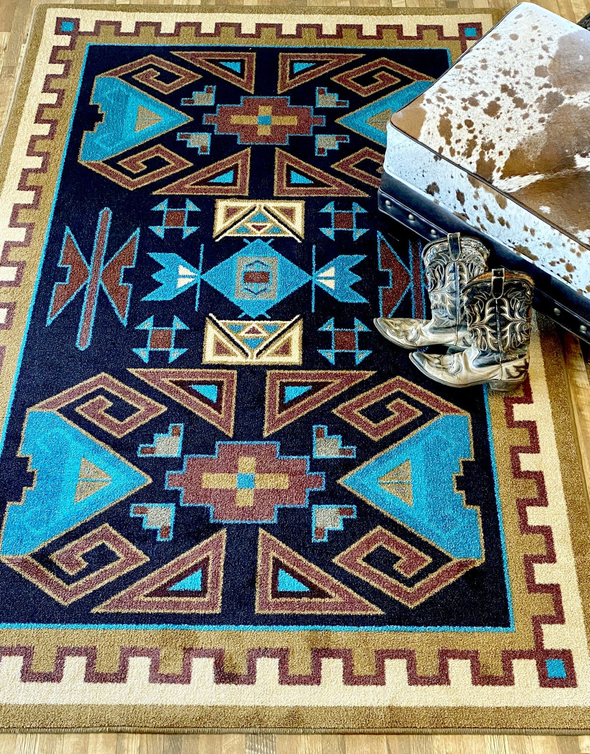 American Dakota Four Rams Copper Rug
