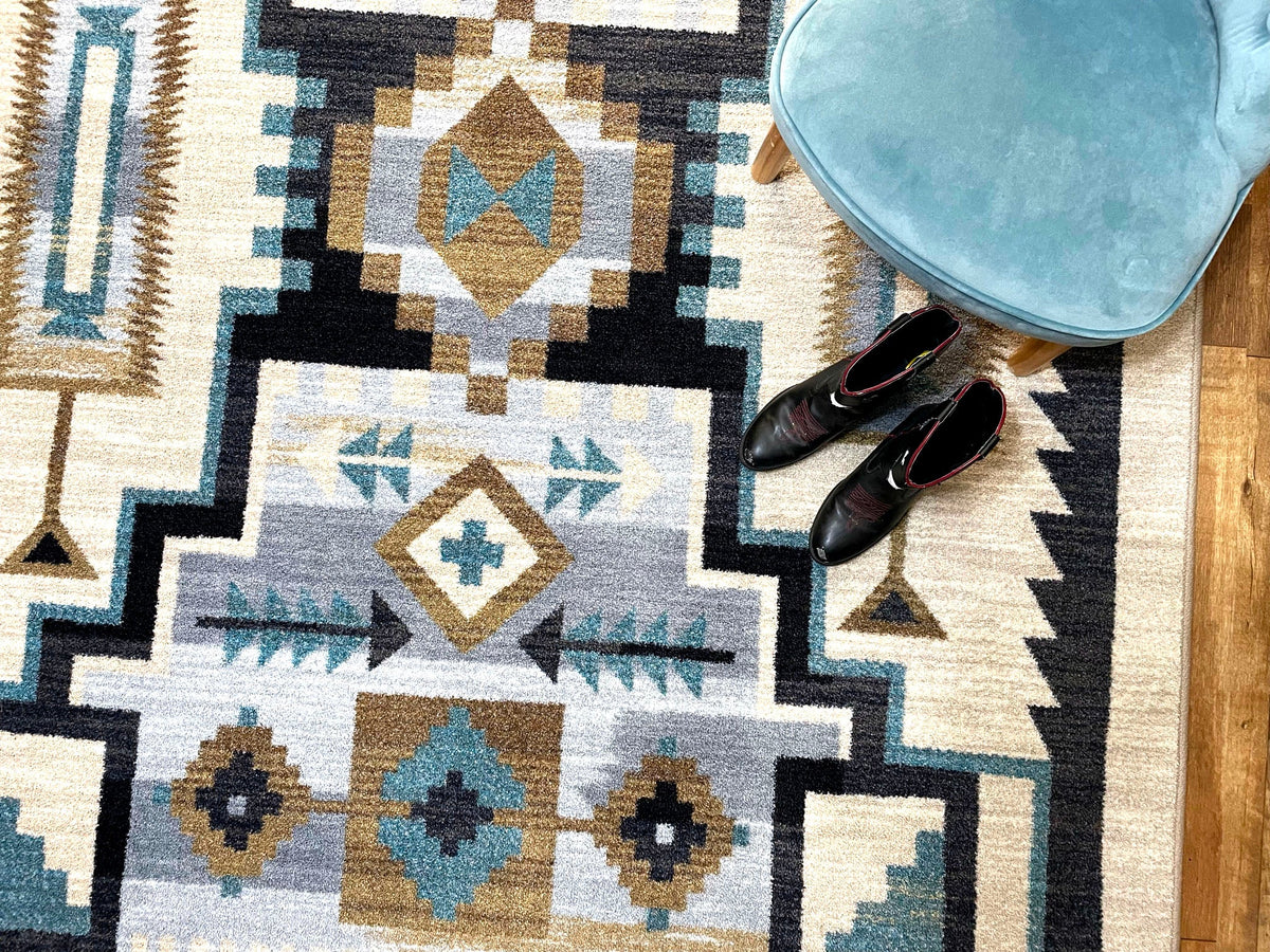 American Dakota Head Winds Turquoise Rug - ZZAD0577TUR234