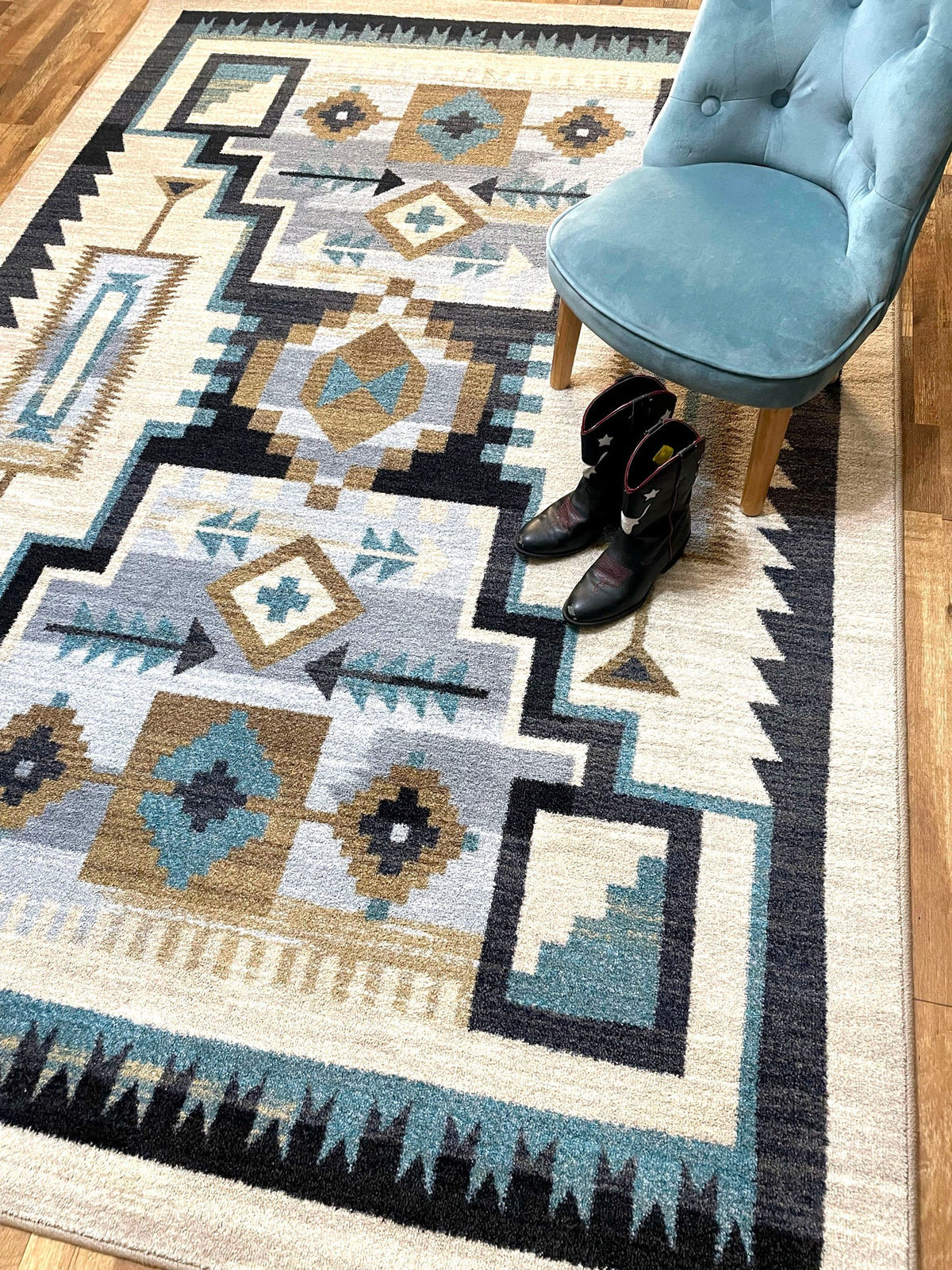 American Dakota Head Winds Turquoise Rug - ZZAD0577TUR234