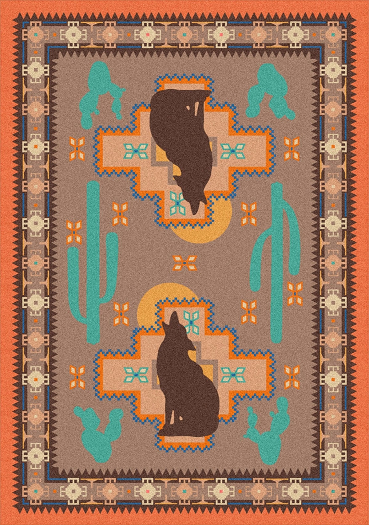 American Dakota Howl at the Moon Desert Rose Rug