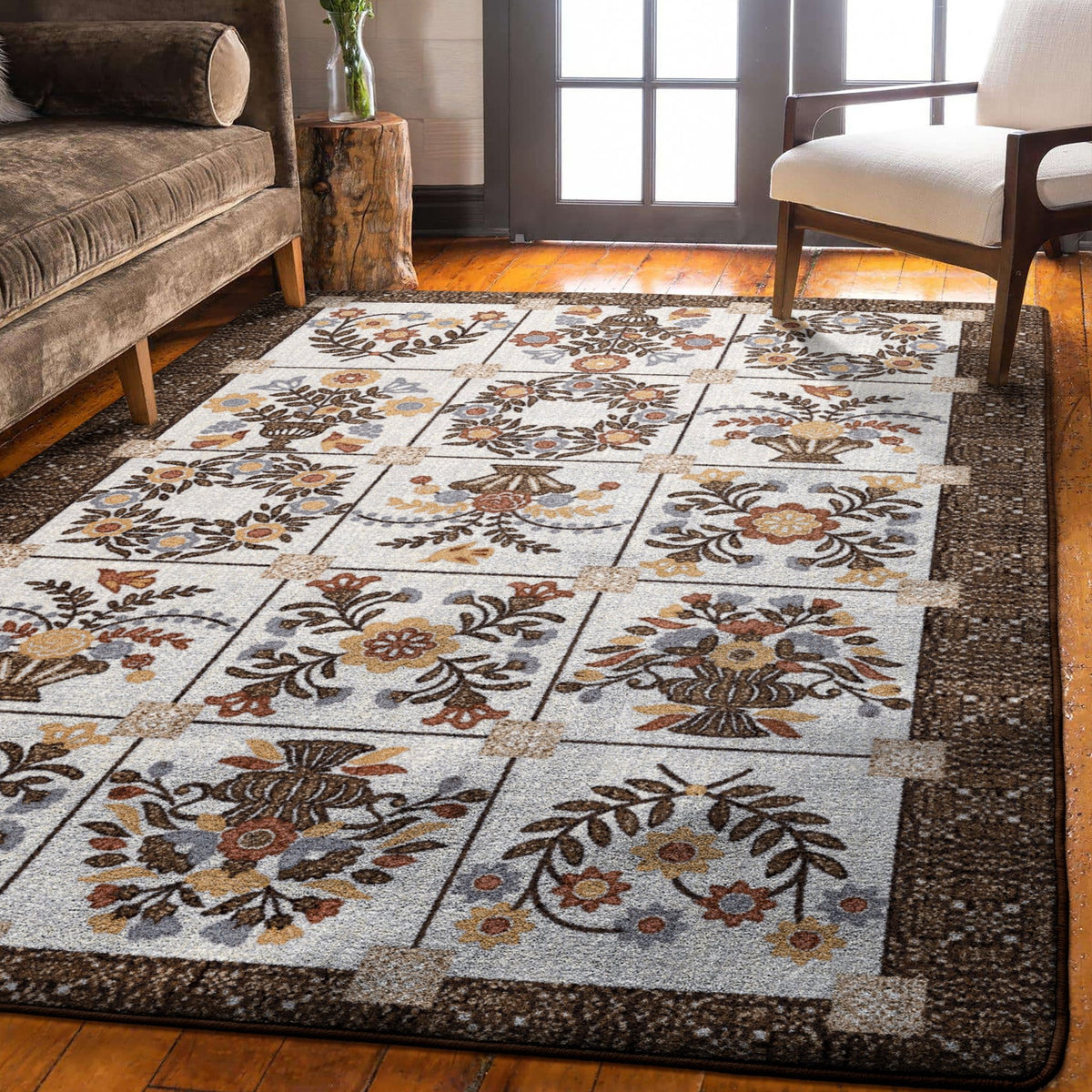 American Dakota Inspired Quilt Brown Rug - 0688BRN234