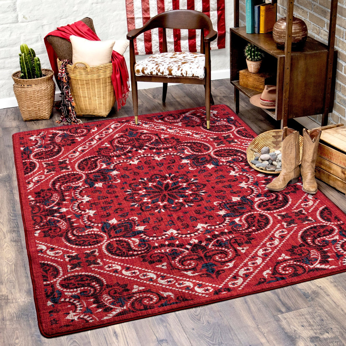 American Dakota Kerchief Rodeo Red Rug - 0559RRD234
