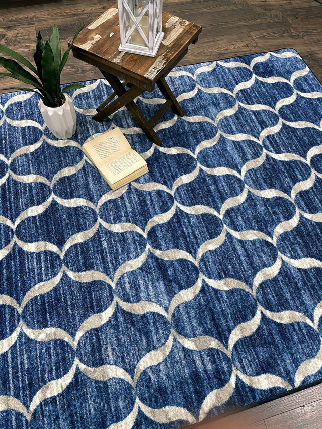 American Dakota Lattice Blue Rug - 0498BLU234