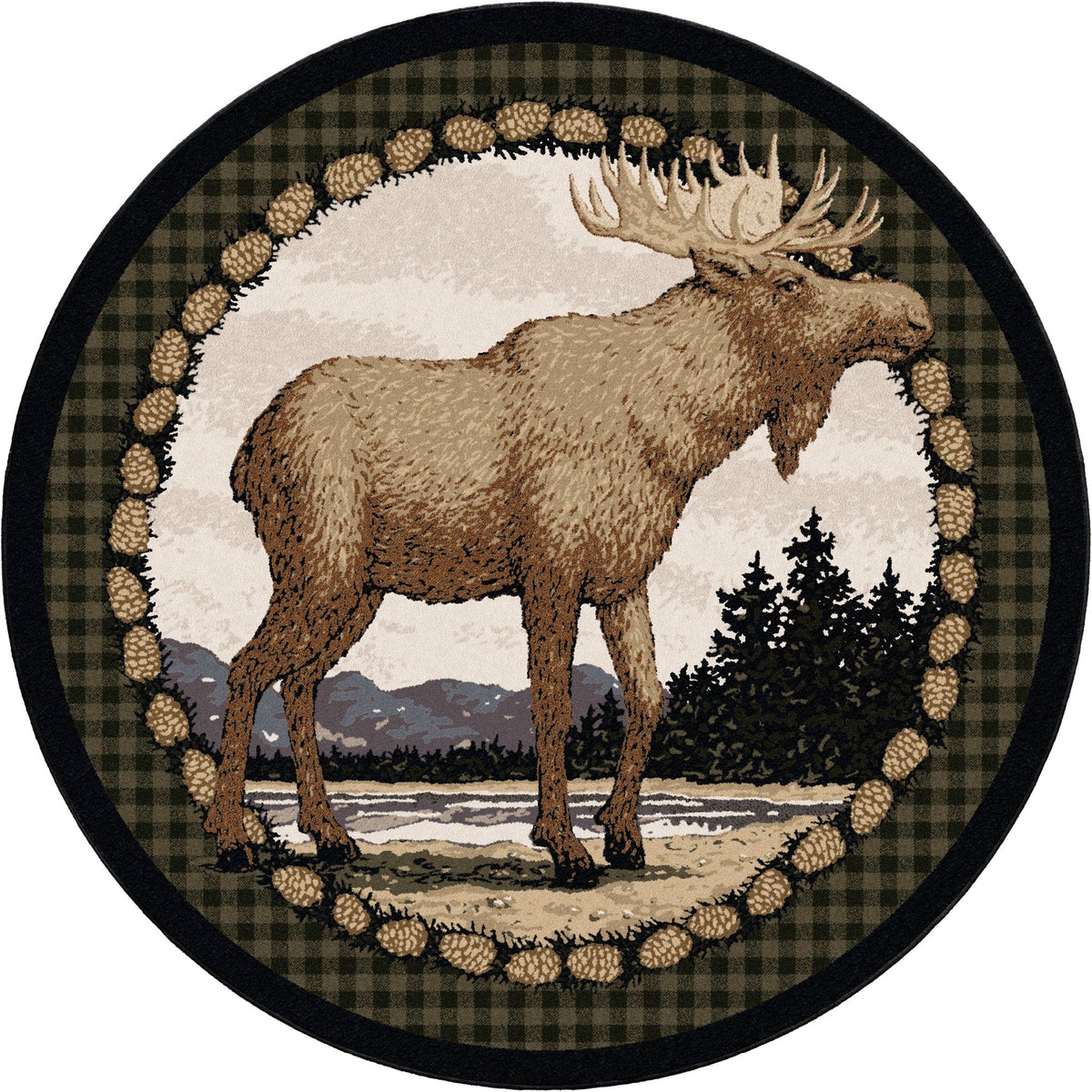American Dakota Majestic Moose Green Rug - 0098GRN296