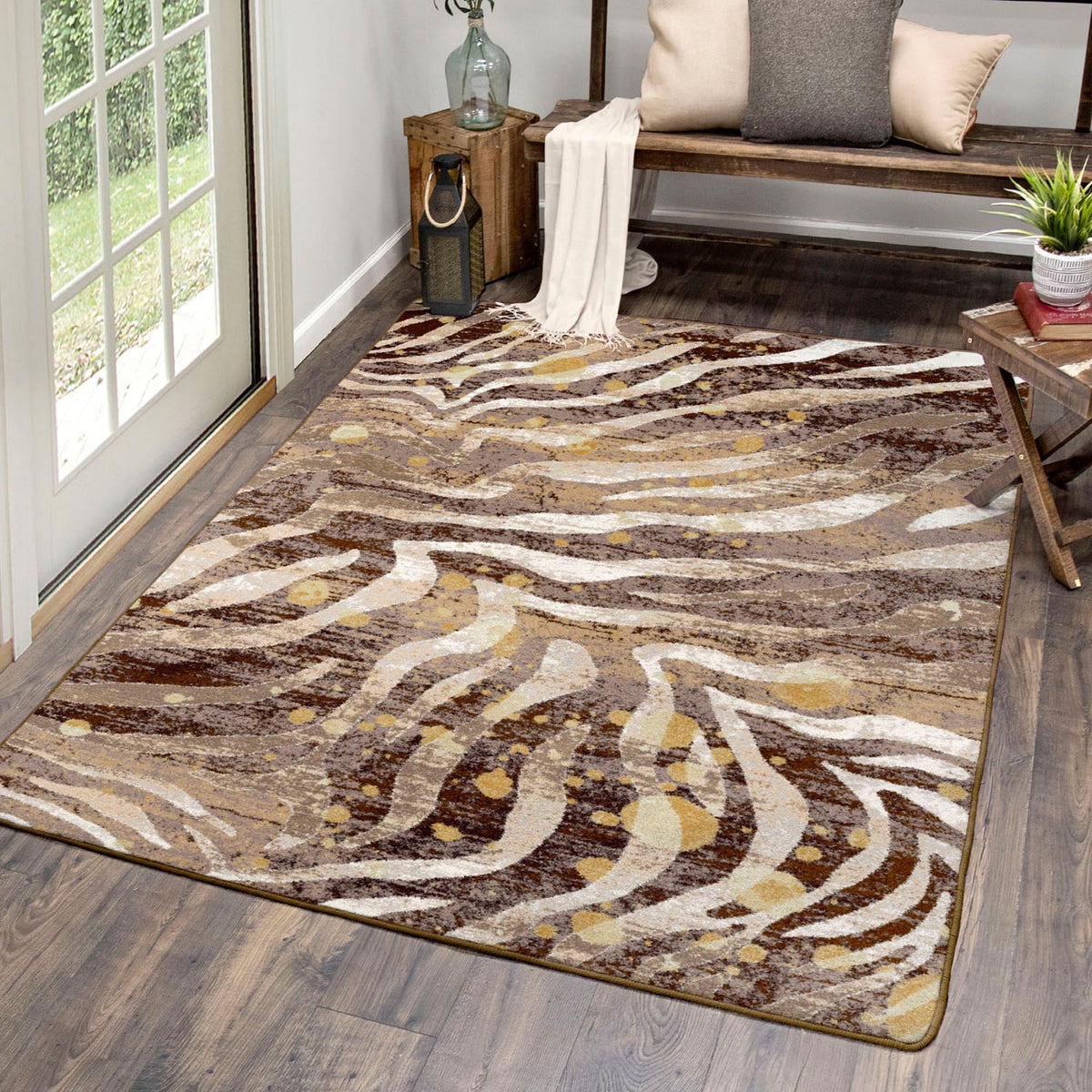 American Dakota Modern Zebra Gold Splash Rug - 0408GSP234