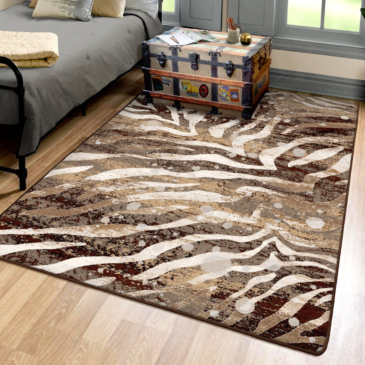 American Dakota Modern Zebra Silver Splash Rug - 0408SSP234