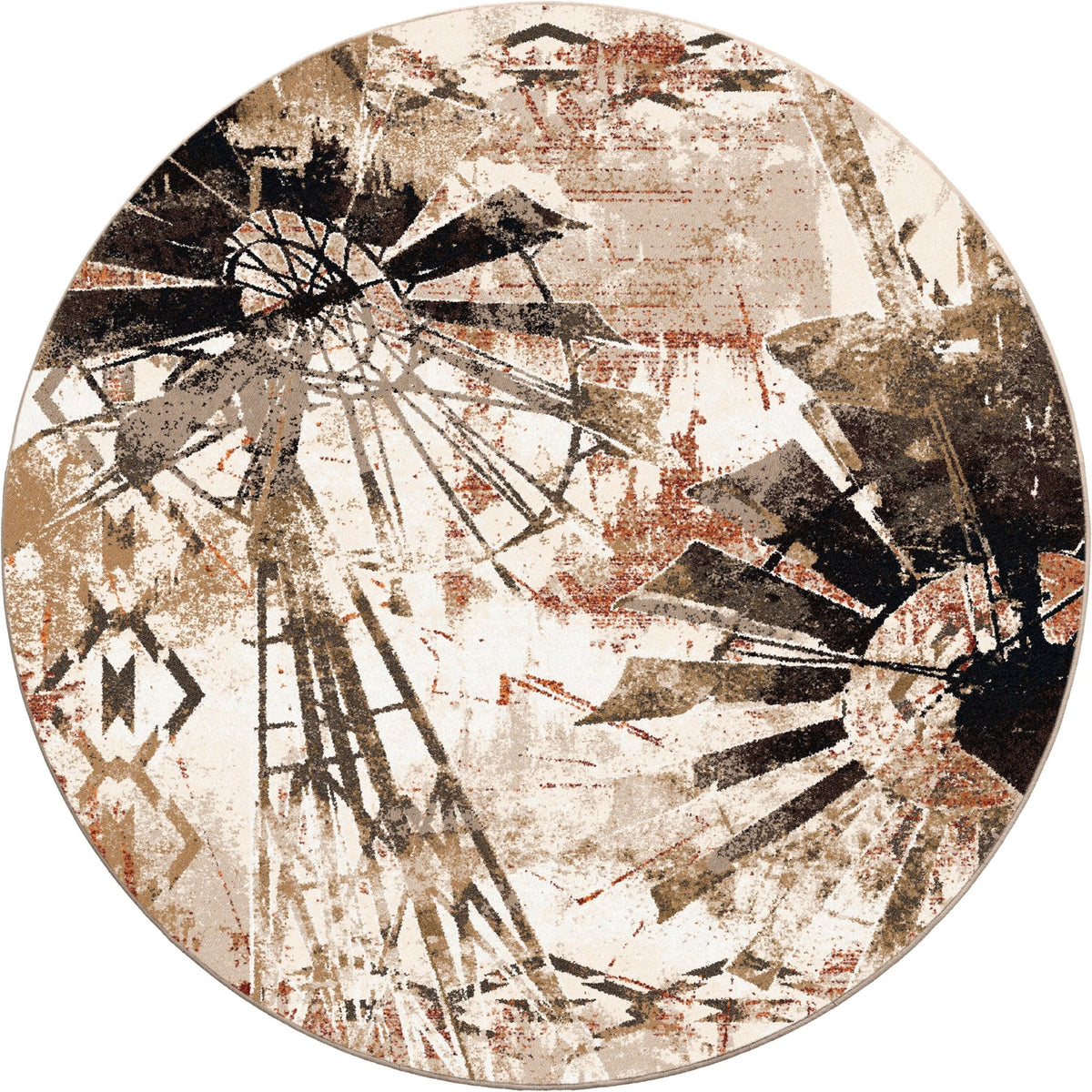 American Dakota Painted Windmill Gouache Rug - 0574GOU234