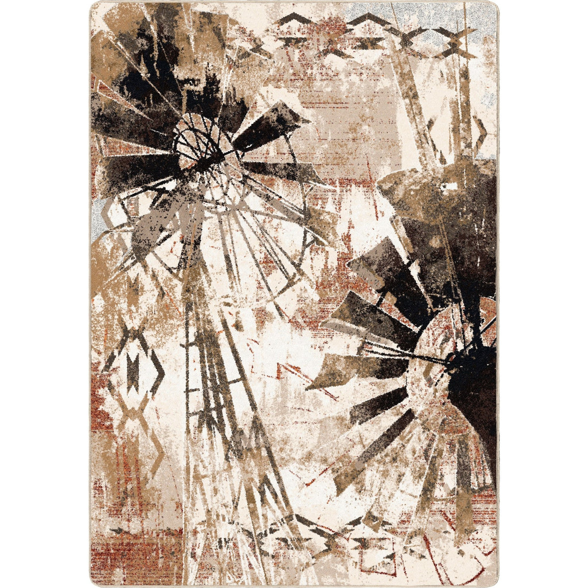 American Dakota Painted Windmill Gouache Rug - 0574GOU234