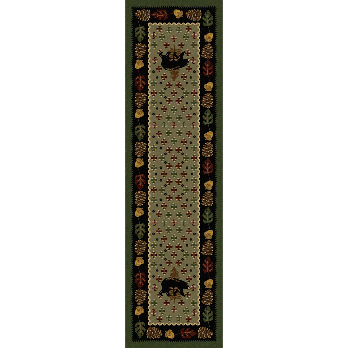American Dakota Patchwork Bear Green Rug - 0138GRN234
