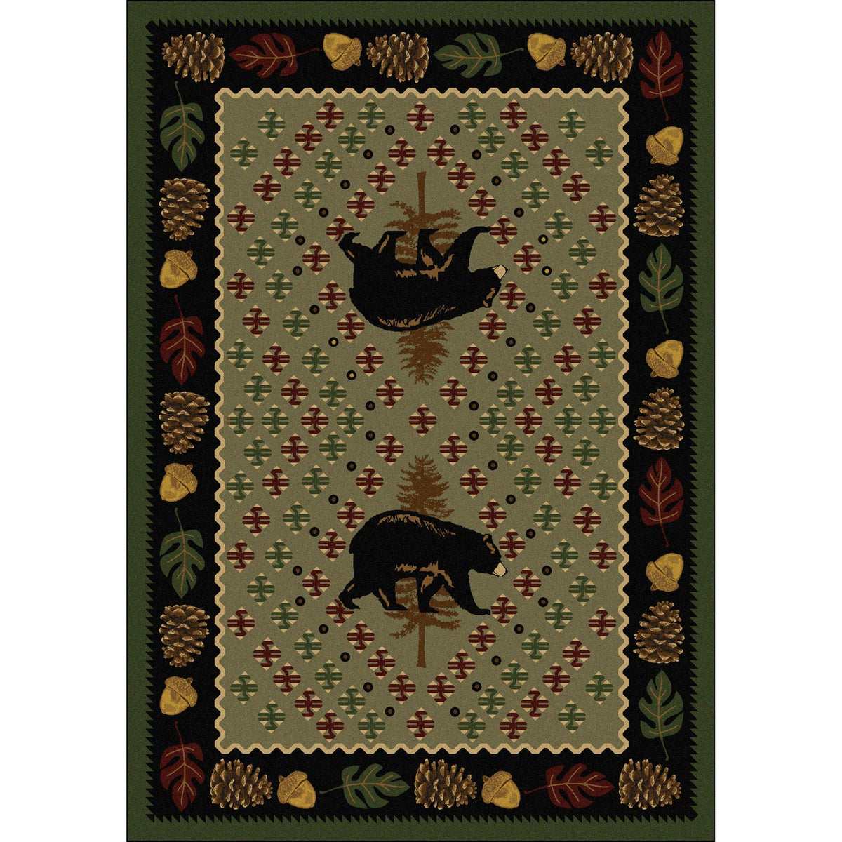American Dakota Patchwork Bear Green Rug - 0138GRN234