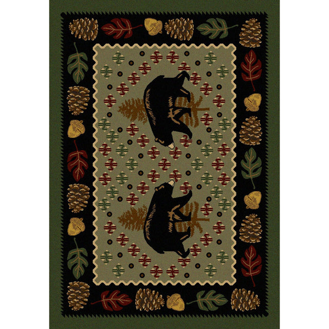 American Dakota Patchwork Bear Green Rug - 0138GRN234