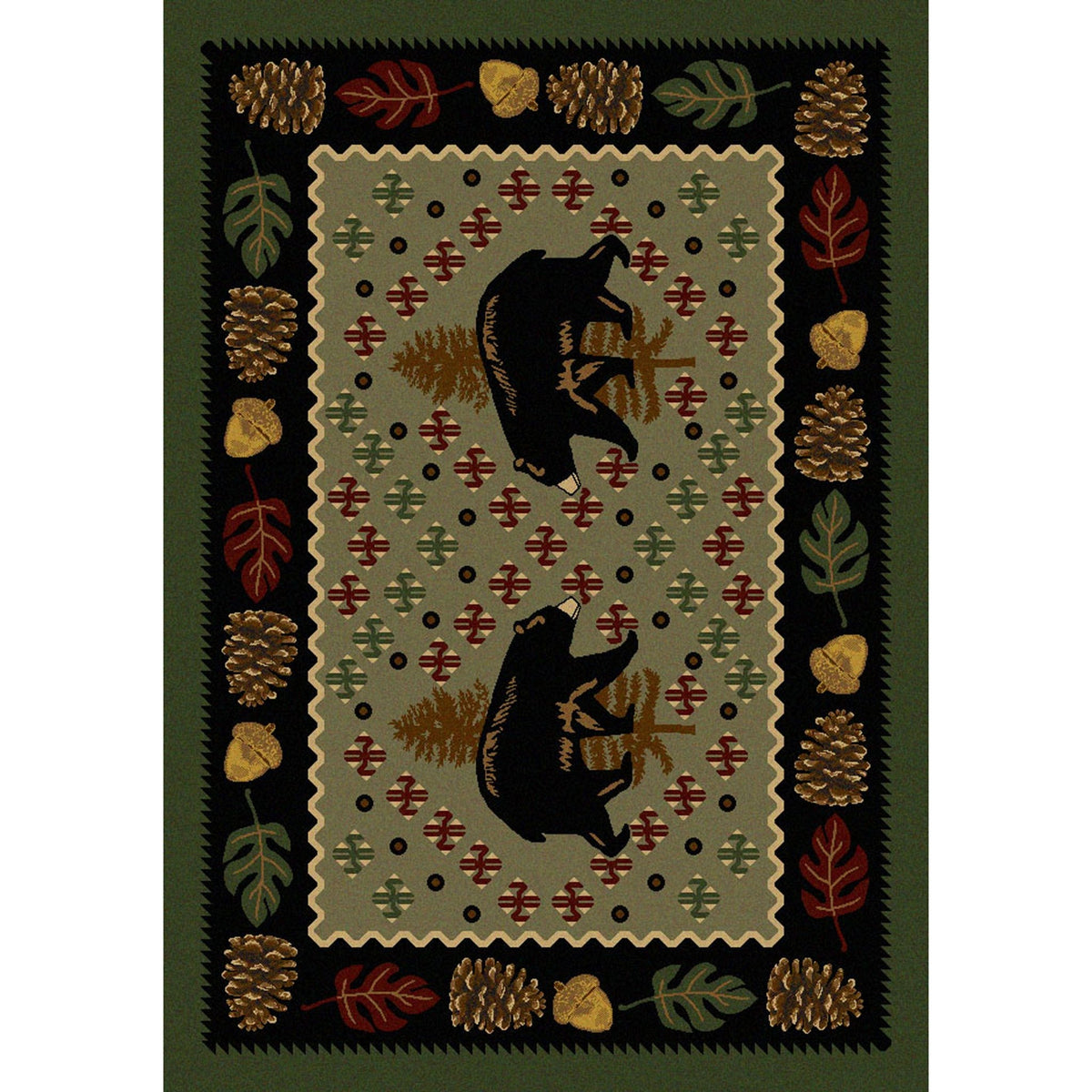 American Dakota Patchwork Bear Green Rug - 0138GRN234