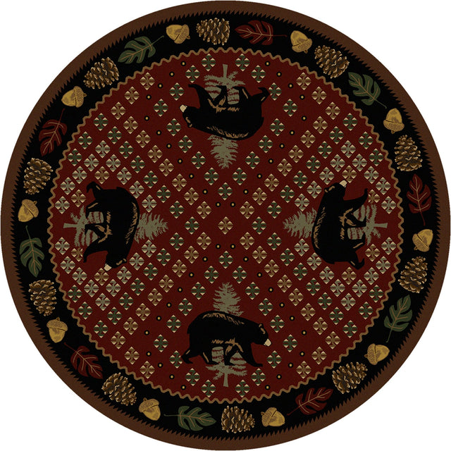 American Dakota Patchwork Bear Red Rug - 0138RED234