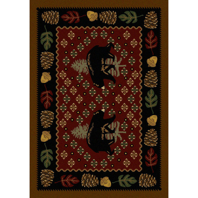 American Dakota Patchwork Bear Red Rug - 0138RED234