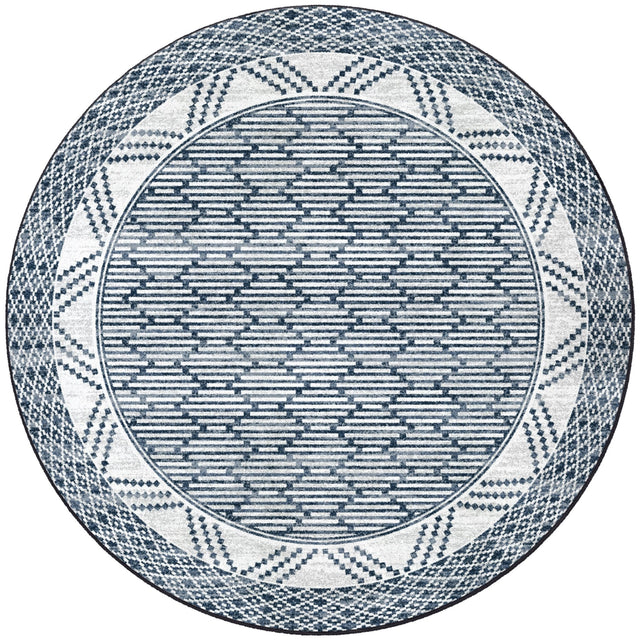 American Dakota Patterned Stripe Fresh Blue Rug - 0492FBL234