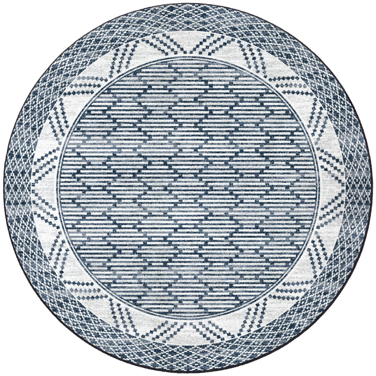 American Dakota Patterned Stripe Fresh Blue Rug - 0492FBL234