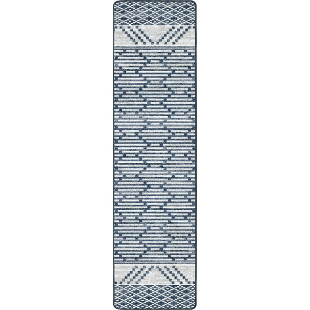 American Dakota Patterned Stripe Fresh Blue Rug - 0492FBL234