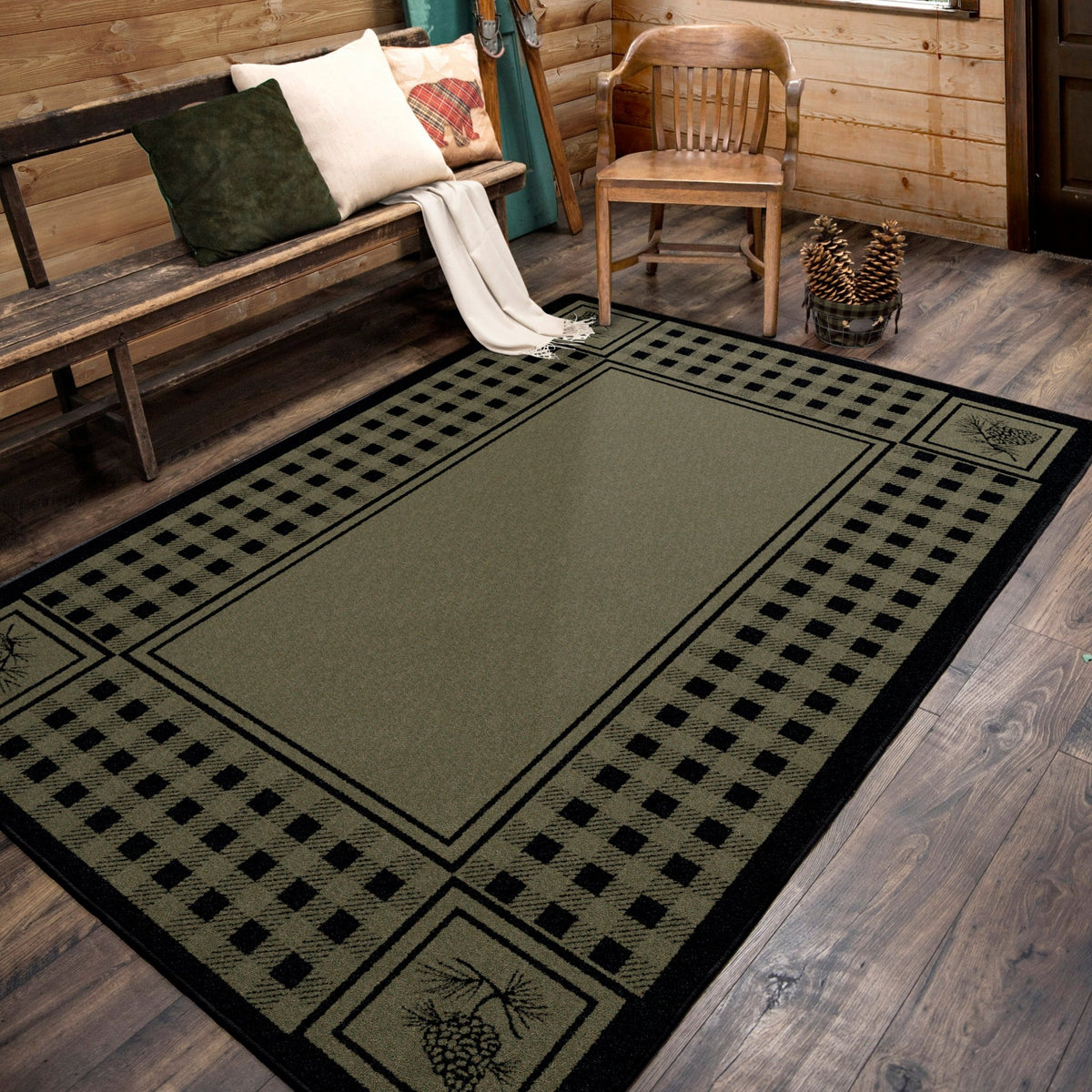 American Dakota Pine Refuge Green Rug - 0086GRN234