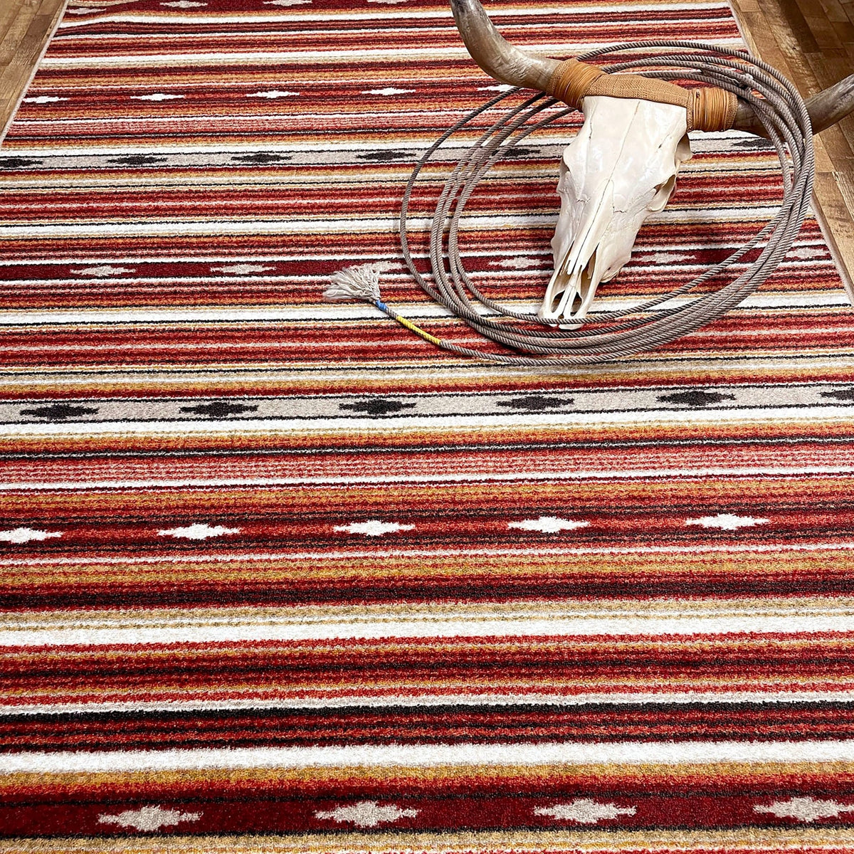 American Dakota Remington Stripe Red Multi Rug - 0645RDM234