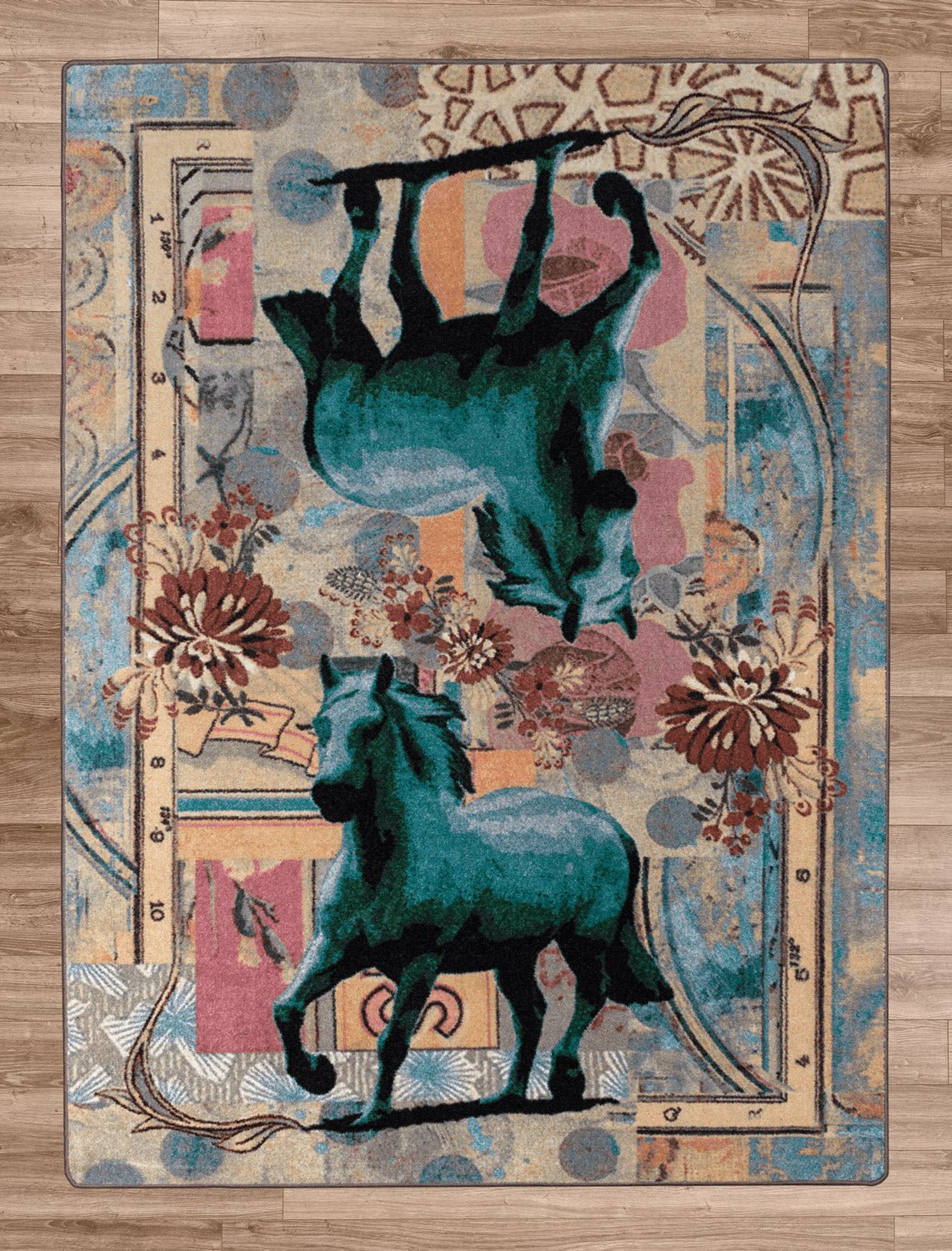 American Dakota Ruiz Blue Horse Teal Rug - R0282TEL234