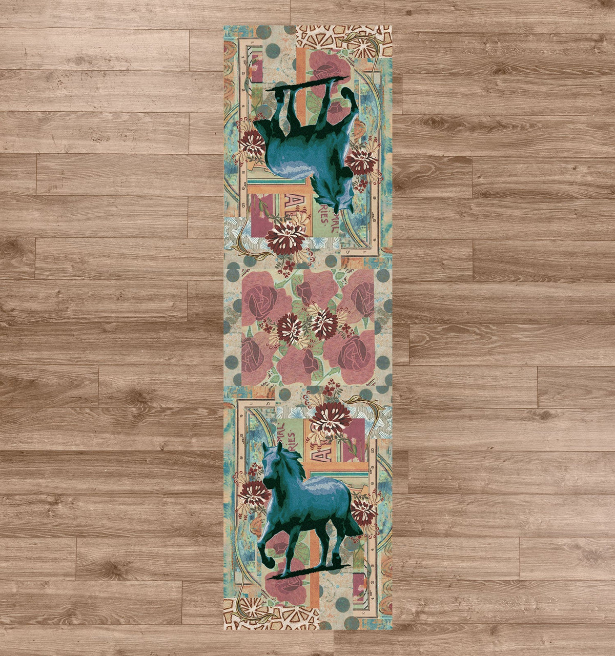 American Dakota Ruiz Blue Horse Teal Rug - R0282TEL234
