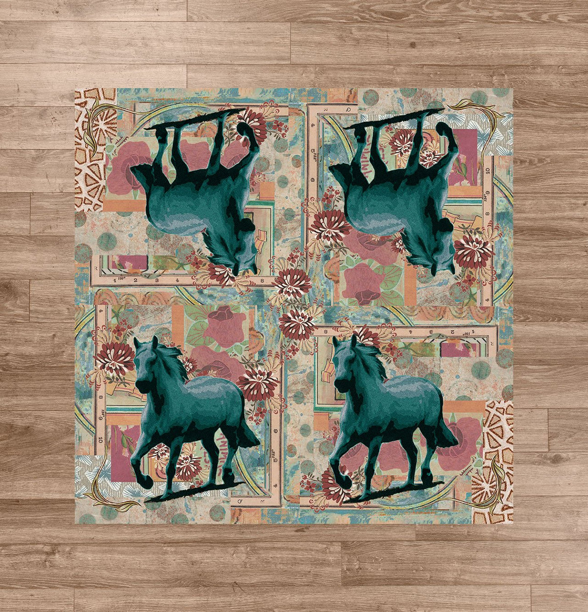 American Dakota Ruiz Blue Horse Teal Rug - R0282TEL234