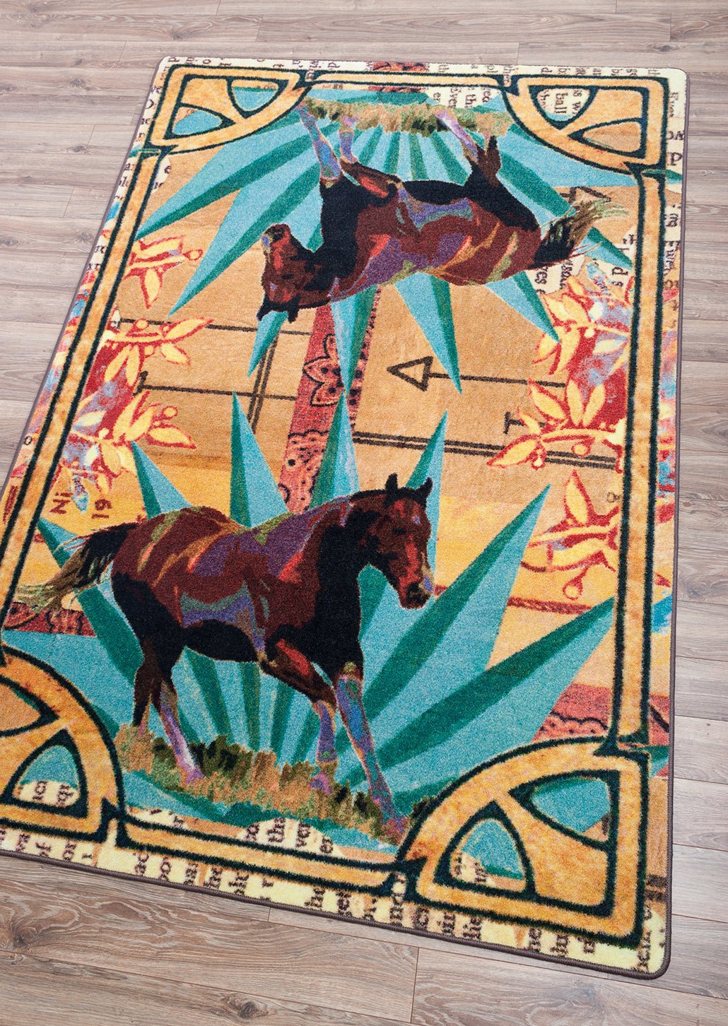 American Dakota Ruiz Brown Horse Multi Rug - R0280MUL234
