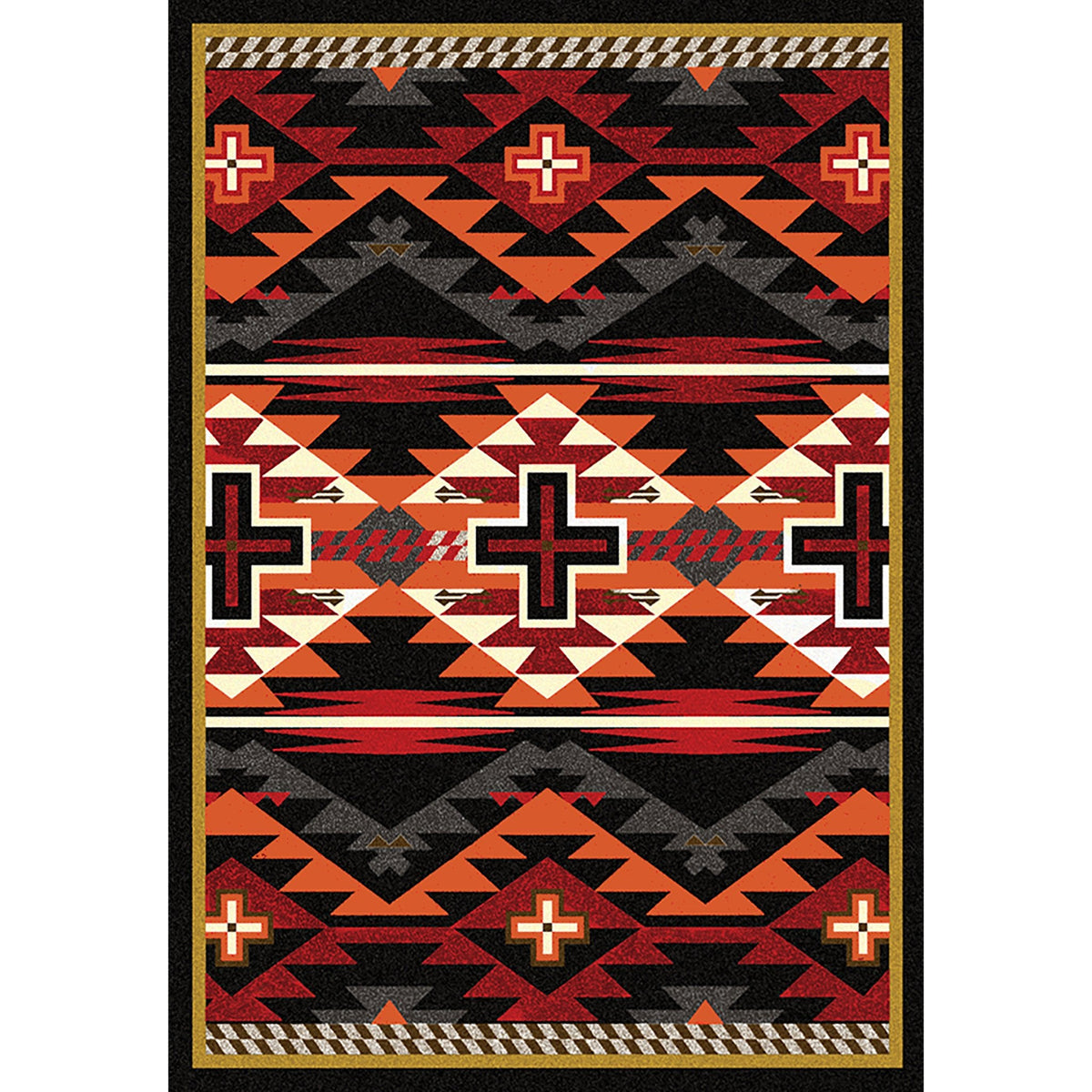 American Dakota Rustic Cross Black Rug