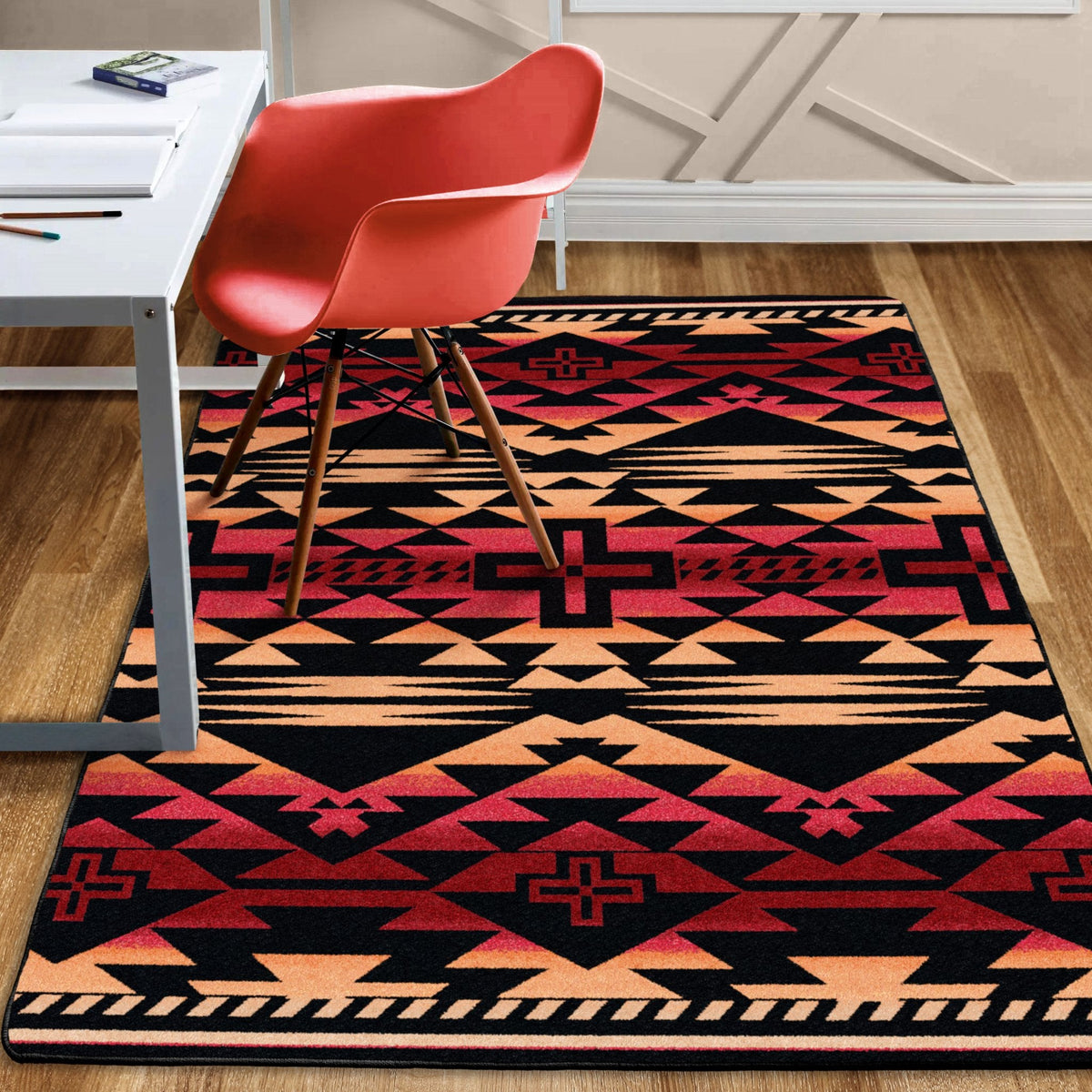 American Dakota Rustic Cross Burnt Red Rug
