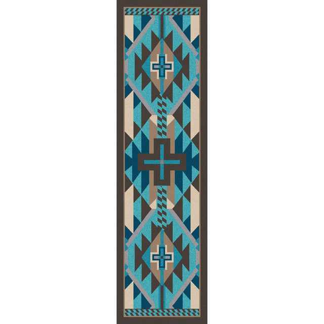 American Dakota Rustic Cross Indigo Turquoise Rug