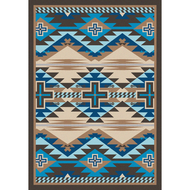 American Dakota Rustic Cross Indigo Turquoise Rug