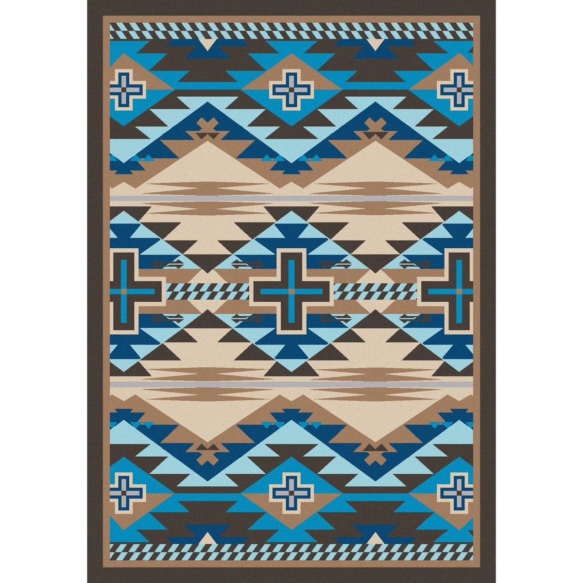 American Dakota Rustic Cross Indigo Turquoise Rug