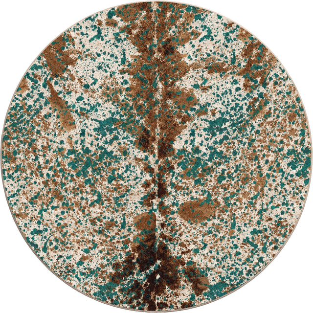 American Dakota Splatter Cowhide Green Turquoise Rug - 0534GRT234