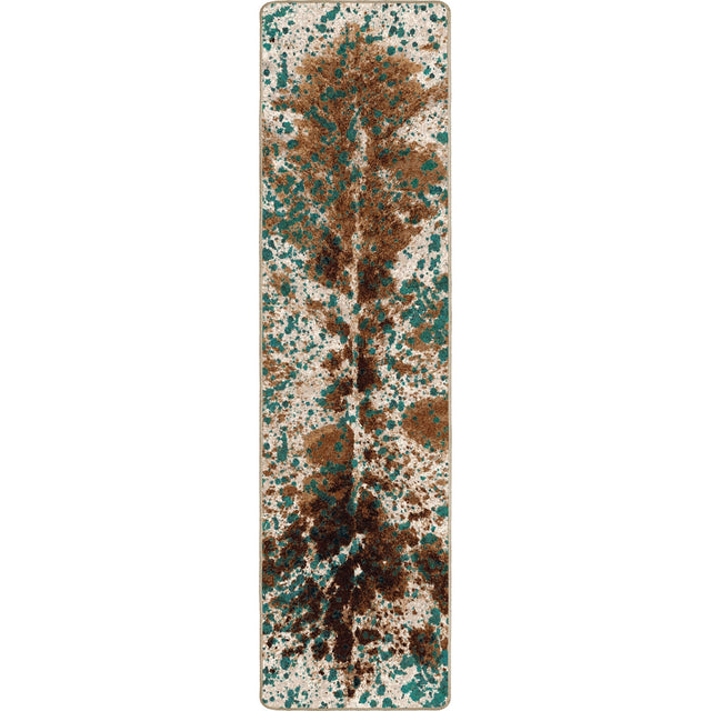 American Dakota Splatter Cowhide Green Turquoise Rug - 0534GRT234