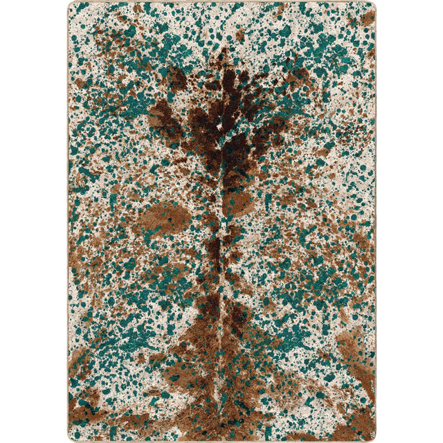 American Dakota Splatter Cowhide Green Turquoise Rug - 0534GRT234