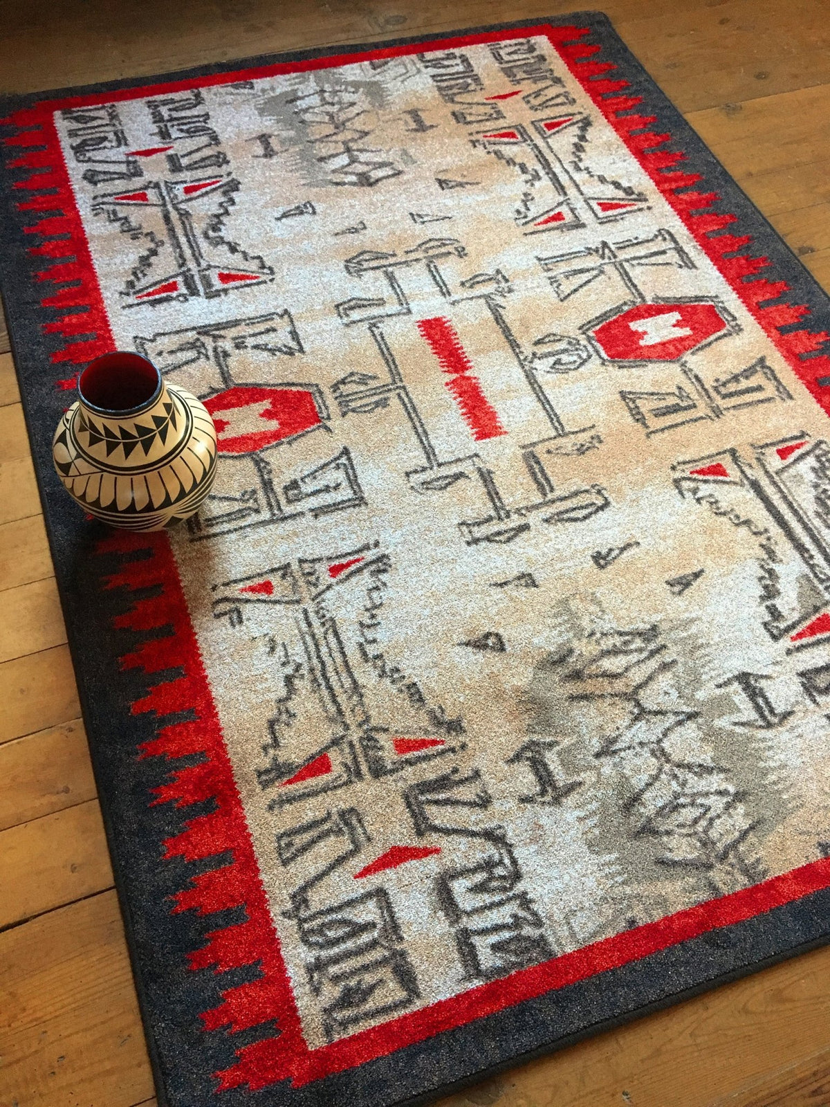 American Dakota Teec Nos Crush OKA Red Rug - OKA0345RED234